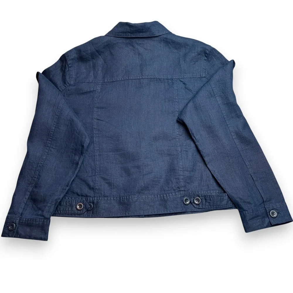Quince European Linen Jacket and Pants Set Womens Large Navy Blue Minimalist Lux